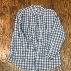 Carhartt heavy cotton Blue and White Plaid Men's Shirt. XL (XXL).